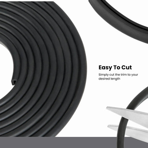 U Channel Edge Trim Rubber Seal EPDM Black 0.34 In High By 0.19 In Wide Ten Foot Length with scissors for easy cutting