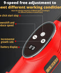 Pro Grade Cordless Concrete Screed Vibrator With 59 Inch Stainless Steel Straight Edge Board Brushless Motor 4800Mah Battery Electric Cement Finishing Kit control panel showing speed settings and display.