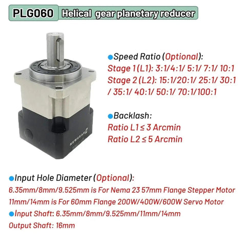 Top Shelf High Precision Planetary Gearbox For Nema17 Nema23 Nema34 Stepper And Servo Motors Heavy Duty 50 To 1 Speed Reducer showcasing input shaft dimensions.