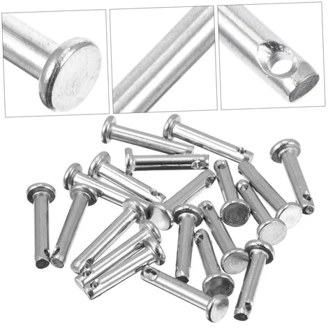 Stainless Steel Clevis Pin Kit, 20 Piece Flat Single Hole Pins For Locating And Fixin Up Machinery, Furniture, And Diy Projects, Durable 304 Stainless, Smooth Finish, Assorted Sizes in close-up view showing details and smooth finish.