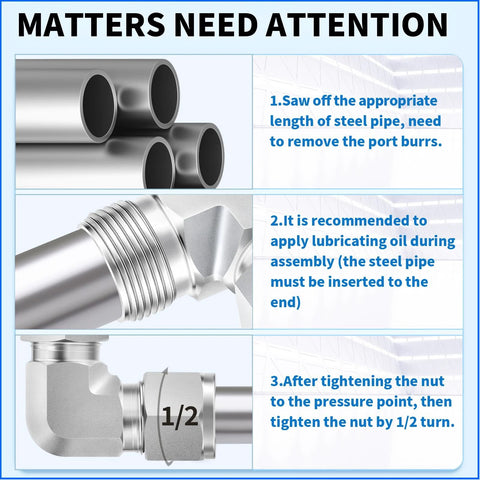 ChillWaves 304 stainless steel compression tube fitting, 1/4 OD x 1/4 OD 90-degree elbow, 2-pack.