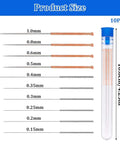 Diagram of Stainless Steel Nozzle Cleaning Needles Set, 10-Piece Clear Bottle, Includes 0.15mm To 1.0mm Tips For 3D Printers