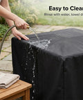 Heavy Duty Square Patio Fire Pit And Table Cover Waterproof Outdoor Furniture Cover Fits 48 By 48 By 29 Inches Black Durable 420D Oxford Fabric Keeps Rain Snow Dust Off Built To Last being rinsed with water