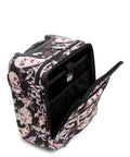Underseat Rolling Work Bag With Laptop Sleeve And Botanical Paisley Print For Commuters, Softside Travel Ready Tote, open compartment view