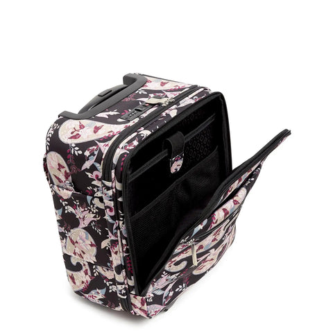 Underseat Rolling Work Bag With Laptop Sleeve And Botanical Paisley Print For Commuters, Softside Travel Ready Tote, open compartment view