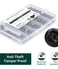 M5 Black Torx Security Screws With Bit Tamper Resistant Button Head 304 Stainless Steel Machine Fasteners For Outdoor Automotive Anti Theft Projects Locks Down Tight 60Piece Set in storage case.