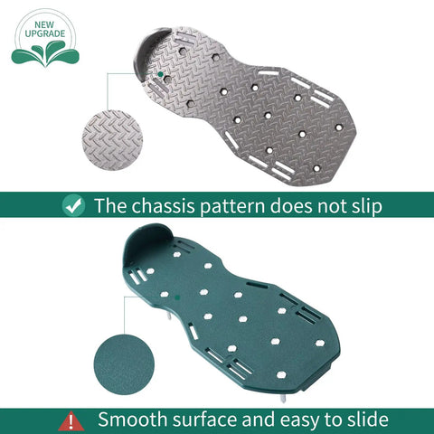Metal Lawn Aerator Shoes With Spiked Soles And Durable Base, demonstrating anti-slip design and smooth surface