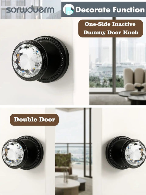 Gold Interior Privacy Glass Door Knob With Lock For Bedroom And Bathroom, Slick Zinc Alloy Hardware In Polished Brass Finish, Crystal Clear Knob