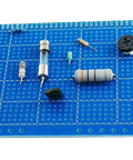 Close-up of the Six Pack Solderable Breadboard Kit With 824 Holes And A 70 By 90 Millimeter 1.6 Millimeter Thick PCB Board For DIY Projects Blue