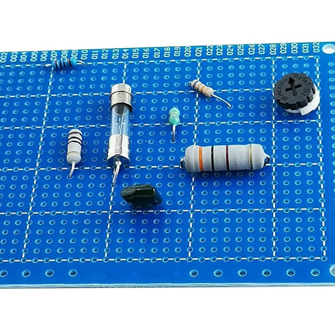 Close-up of the Six Pack Solderable Breadboard Kit With 824 Holes And A 70 By 90 Millimeter 1.6 Millimeter Thick PCB Board For DIY Projects Blue