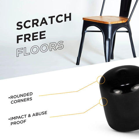 5/8 Inch Flexible Plastic Hole Caps For Round Tubing 5/8 OD Black End Caps with rounded corners for scratch-free floors