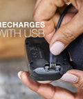 Close-up of a hand plugging USB into Pro 400 Rechargeable Headlamp With USB IPX4 Water Resistant Ultra Bright LED Multi Mode