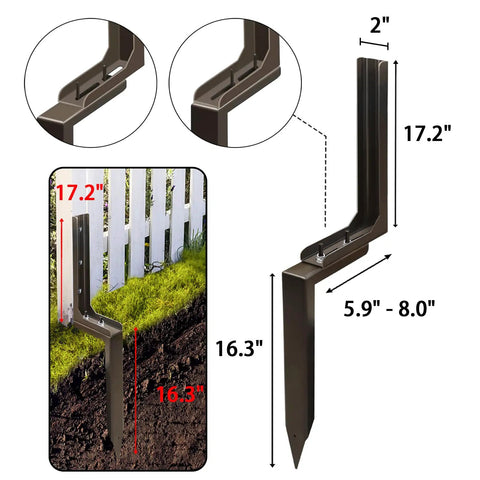 Fence Post Repair Kit For Leaning Or Broken 4x4 And 6x6 Posts, Heavy Duty, Adjustable Angle, Solid Metal, Anti Rust Paint Finish, 4 Pack Brown, Easy Installation No Digging Or Disassembly