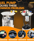 Fuel Pump Assembly For Chrysler Sebring And Dodge Avenger 2007 2008 2009 2010 2011 2014 Direct Replacement With Sending Unit Compatible With OE 68033083AA SP7095M SP7194M E7210M shown solving common problems like oily smell and hard starting.