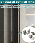 Adjustable Pie Cut Corner Cabinet Hinge with 78 Degree Opening for Lazy Susan and Bifold Doors Concealed Mount installed view
