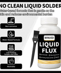 Water Based No Clean Solder Flux For Electronics 200 Ml 8 Oz Brush On Liquid Flux Lead Free Product with black brush