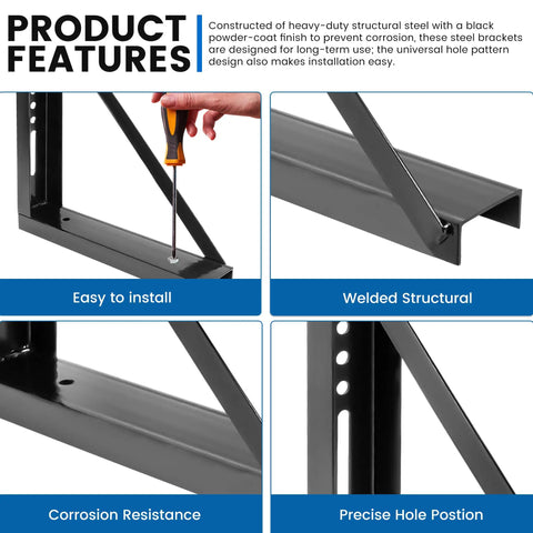 Heavy Duty Underbody Truck Toolbox Mounting Brackets Kit Welded Steel Bracket Set showing installation features and details.