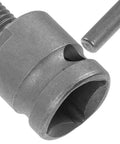 Heavy Duty Electric Drill Adapter Angle Conversion Kit Real Deal Nut Wrench For Grinding Bolt Work close-up gray metal