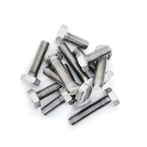 Premium TC4 Titanium Alloy Hex Bolts, M18x90mm, 10-Pack Heavy Duty Fasteners in a scattered arrangement on a white background.