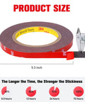 Double-sided foam mounting tape roll, 0.4 in wide x 33 ft, 3M VHB; red exterior with yellow core