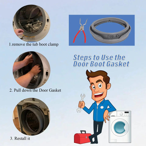 Premium Knockout Heavy Duty Door Gasket Replacement For Lg And Kenmore Front Load Washers No Sweat Install steps to use the door boot gasket