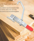 Heavy Duty Galvanized Iron J Hook Toggle Clamp With 170kg Strength For Secure Door Lid Trunk Pull Latch And Case Smoker Storage Clamping on wooden surface