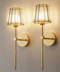 Sparkling Crystal Wall Sconces Set Of Two, Rechargeable Wireless Wall Lights With Remote, Dazzling Gold Touch Dimmer For Cozy Indoor Vibes, Quick Install Zero Wiring Drama: elegant gold and crystal fixtures mounted on a wall.