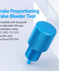 Four Piece Brake Proportioning Valve Bleeder Tool For Gm Style Combo Valves Disc Disc And Disc Drum Compatible With Pv2 Pv4 close-up of blue tool with textured grip.