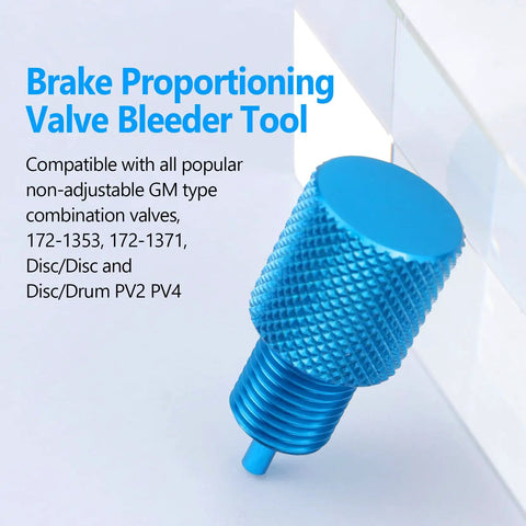 Four Piece Brake Proportioning Valve Bleeder Tool For Gm Style Combo Valves Disc Disc And Disc Drum Compatible With Pv2 Pv4 close-up of blue tool with textured grip.