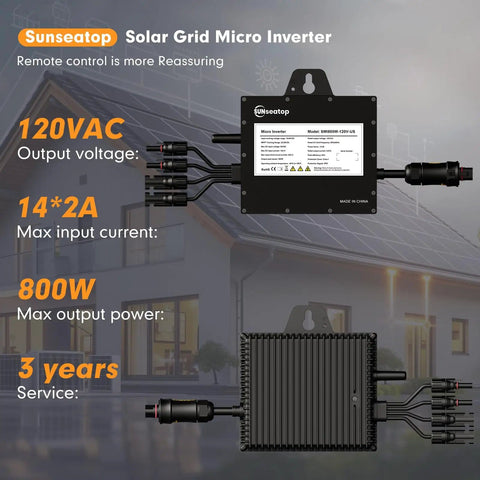 Image of Solar Grid Tie Micro Inverter 800W SMI800W with specifications and house background