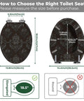 Elongated Gothic Resin Toilet Seat for Bathroom dimensions and installation guide, measuring 18.5 inches in length.