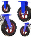 Tough As Nails Heavy Duty Industrial Caster Wheels 4 Pack, solid rubber wheels on blue steel brackets, ideal for heavy lifting.