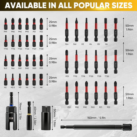 80 Piece Magnetic Impact Nut Driver Set With SAE And Metric Bits, Socket Adapters, Bit Holder, Universal Sockets