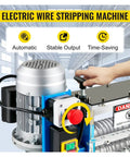 Heavy Duty Electric Wire Stripper Machine 370 Watt High Speed Cable Cutter showing motor controls and safety features.