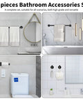 Matte Black 10 Piece Bathroom Hardware Set With 24 Inch Towel Bar 18 Inch Towel Rack Robe Hook And Toilet Paper Holder For Wall Mounted