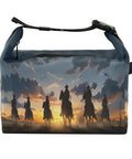 Cowboy Rides A Horse Across The Desert Insulated Lunch Bag with sunset design, large capacity 9.4x6.7x9.8 inches