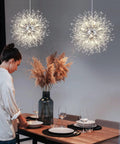 Dope Crystal Firework Chandelier With 12 Lights Dandelion Style Semi Flush Mount Ceiling Light in dining room