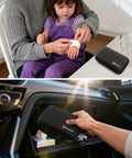 Grab And Go First Aid Kit Ultra Portable Compact Waterproof Emergency Supplies For Home Car Travel Camping Truck Hiking Sports Office And Outdoor Use In Black shown in use at home and being placed in car