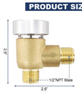 Brass RV Vacuum Breaker Check Valve with dimensions for gray water black tank flush system replacement, 2.8 inches tall.