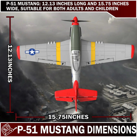 Top view of Four Channel Ready To Fly RC Plane For Beginners With Easy Controls And Aerobatic Capabilities P51 Mustang Foam Airplane dimensions