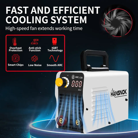 130A Mini Stick Welder 110V Arc Welding Inverter, ultra lightweight 5 lb, with hot start and anti stick features, side view