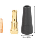 Gasless Flux Core Nozzle Tips Kit For Mig Welders, 15 Piece Set with copper tip, brass diffuser, and nozzle shown