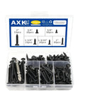 Rock Solid Number Six Fine Thread Drywall Screws Assortment With Phillips Bugle Heads For Sheet Rock And Wood Fixes Heavy Duty Rustproof Carbon Steel DIY Hardware Kit in a clear organizer box with various screw lengths.
