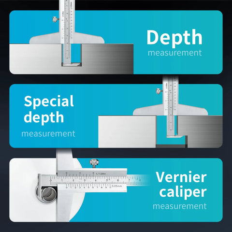 Showing measurements with 0-200mm Depth Gauge Vernier Caliper For Tight Spaces With Hook, Built Tough Precision Measurement Tool in action.