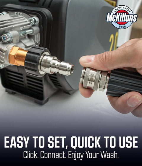 M22 To Three Eighths Quick Connect Set For Pressure Washers Stainless Steel Fittings And Adapter Kit in use