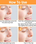 Step-by-step guide on using the Six Pack 20G Piercing Taper Insertion Tool Set For Flat Back Earrings on nose piercing