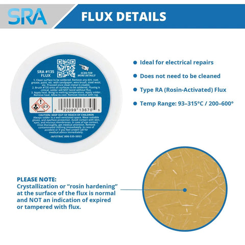 Rosin Paste Soldering Flux For Electronics No Clean Lead And Lead Free 2 oz label and crystallization details