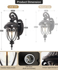 Product dimensions and details of the Big Ol 23 Inch Outdoor Porch Light with Antique Bronze Finish, clear seeded glass shade.