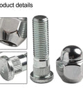 Premium Wheel Lug Stud Kit M12x1.5 For Hyundai Sonata Elantra Santa Fe And Kia Optima Sorento With Solid Steel Replace Bolts 28mm Hex 21mm, chrome lug studs shown close up