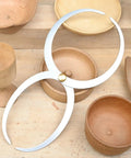Slick Double Ended Bowl Calipers For Woodturning And Fine Jobs, stainless steel, 5.5in jaw span on wooden background.